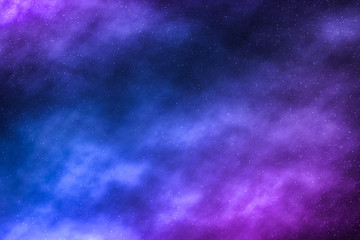 Night sky stars background, nebula clouds in cosmos