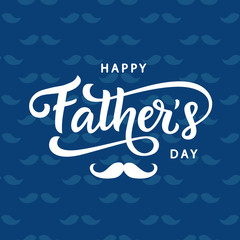 Happy Fathers Day poster, badge with hand written lettering