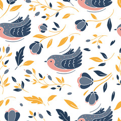 Seamless vector floral patterns, spring and summer backdrop