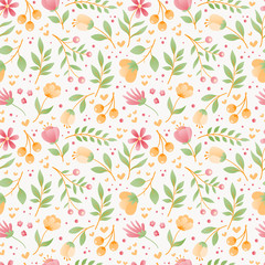 Seamless vector floral patterns, spring and summer backdrop