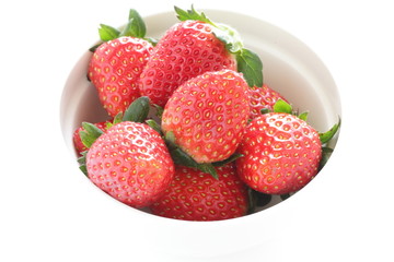 strawberry on bowl with copy space