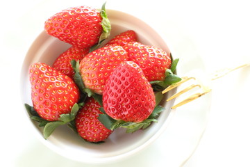 strawberry on bowl with copy space