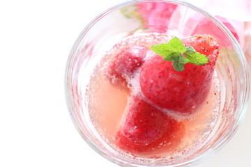 Frozen strawberry soda for summer drink