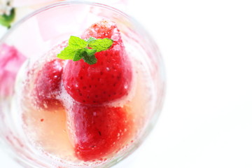 Frozen strawberry soda for summer drink
