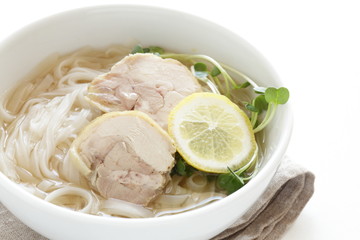 Vietnamese food, chciken and rice noodles with lemon
