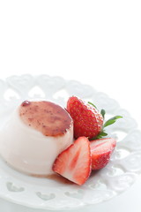 Strawberry and Panna cotta for gourmet dessert image