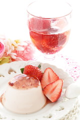 Strawberry and Panna cotta for gourmet dessert image