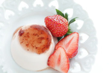 Strawberry and Panna cotta for gourmet dessert image