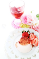 Strawberry and Panna cotta for gourmet dessert image