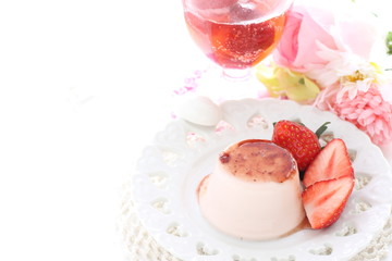 Strawberry and Panna cotta for gourmet dessert image