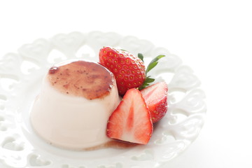 Strawberry and Panna cotta for gourmet dessert image