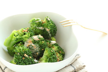 Homemade broccoli and sesame seed salad