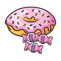 donut and candies vector illustration