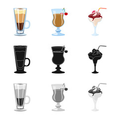 Vector design of liquor and restaurant logo. Collection of liquor and ingredient stock symbol for web.
