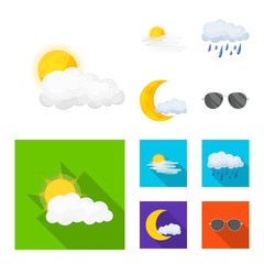 Vector design of weather and climate logo. Collection of weather and cloud vector icon for stock.