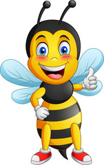 Cartoon cute bee. Vector illustration