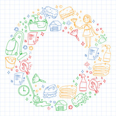 Cleaning services company vector pattern, squared notebook