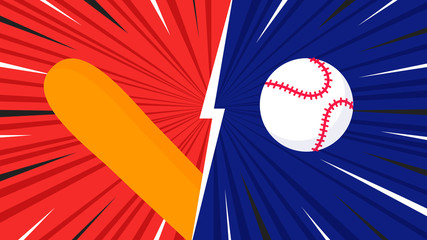 Versus screen on the baseball game flat style design vector illustration. Fight screen for battle or gaming. Red versus blue. Fight!