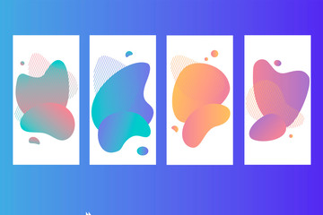 Set of abstract modern colorful fluid shapes. Dynamical colored forms and line. Template for social media, flyer or presentation. Vector