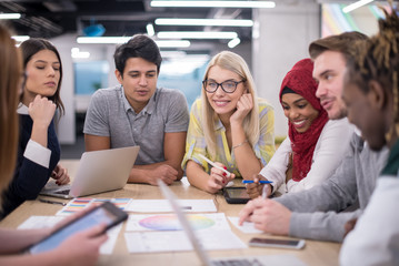 Multiethnic startup business team having meeting