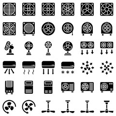 Fan related vector illustration set, solid style icon © Aranagraphics