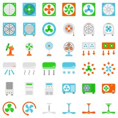 Fan related vector illustration set, flat style icon