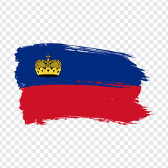 Flag Liechtenstein from brush strokes.  Flag  Principality of Liechtenstein on  transparent background for your web site design, logo, app, UI. Stock vector. Vector illustration EPS10