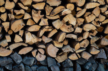 Pile of chopped woods for the fireplace