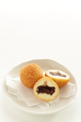 Okinawa food, red bean doughnut  for snack food image
