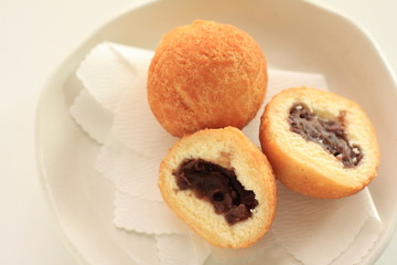 Okinawa food, red bean doughnut  for snack food image