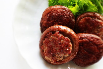 Chinese food, stuffed mushroom dim sum for yum cha food image