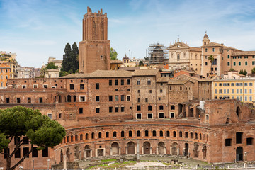 Obraz premium Mercati di Traiano and Torre delle Milizie - Rome Italy