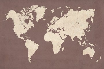 High detailed vintage style map illustration of the world (planisphere)