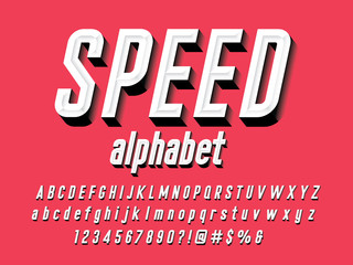 Chisel style alphabet design with uppercase, lowercase, number and symbols - obrazy, fototapety, plakaty