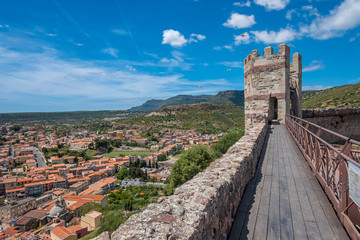 Malaspina Castle, Bosa, province of Oristano, a picturesque village of ancient origins, Sardinia,...