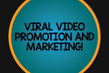 Word writing text Viral Video Promotion And Marketing. Business concept for Modern advertising social media strategy Big Blank Solid Color Circle Glowing in Center with Border Black Background