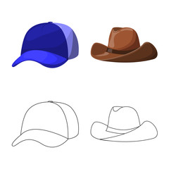 Vector design of clothing and cap symbol. Collection of clothing and beret stock vector illustration.