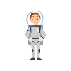 Boy Astronaut Character in Space Suit, Kid Dreaming of Future Profession Vector Illustration