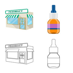 Fototapeta premium Vector design of retail and healthcare logo. Collection of retail and wellness vector icon for stock.