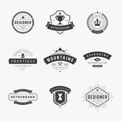 Retro vintage labels or logos set vector design elements