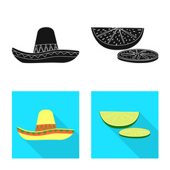 Vector illustration of cafe and Latin logo. Collection of cafe and national stock symbol for web.