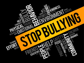 Stop Bullying word cloud collage, social concept background