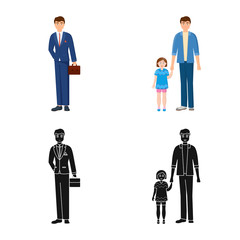 Fototapeta premium Isolated object of character and avatar sign. Collection of character and portrait vector icon for stock.