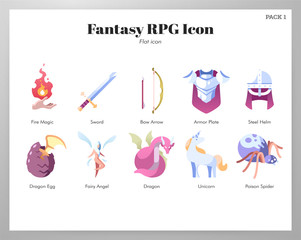 Fantasy RPG icons Flat pack