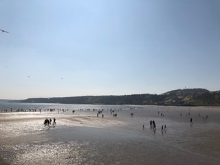 Low tide on South Bay beach in Scarborough, UK