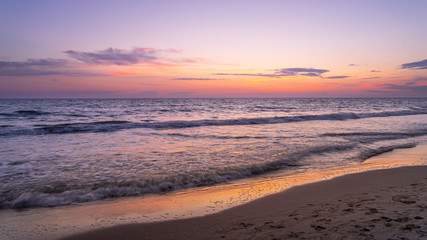 Purple Sunset over mediterranean sea in Italy 