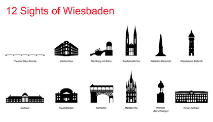 12 Sights of Wiesbaden - obrazy, fototapety, plakaty