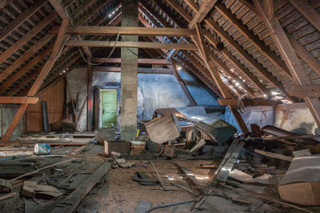  Space under roof, abandoned textile factory