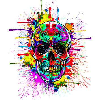 Abstract and colorful image of skull