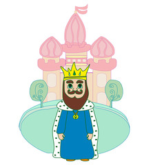 King in front of castle